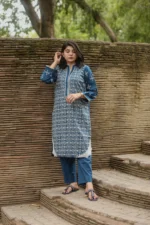 2pc Embroidered Suit Blue (Stitched)