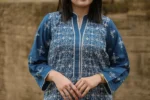 2pc Embroidered Suit Blue (Stitched) - Image 3