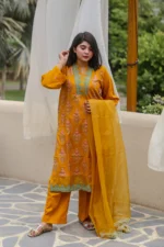 3pc Embroidered Suit with Organza Dupatta (Stitched) - Image 2
