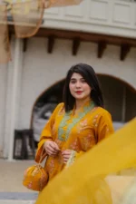 3pc Embroidered Suit with Organza Dupatta (Stitched) - Image 5
