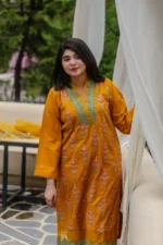 3pc Embroidered Suit with Organza Dupatta (Stitched) - Image 3