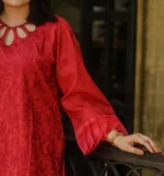 2pc Embroidered suit Red (Stitched) - Image 4