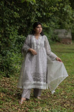 3pc Chikankari Suit with Organza Dupatta (Stitched)