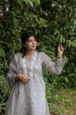 3pc Chikankari Suit with Organza Dupatta (Stitched) - Image 3