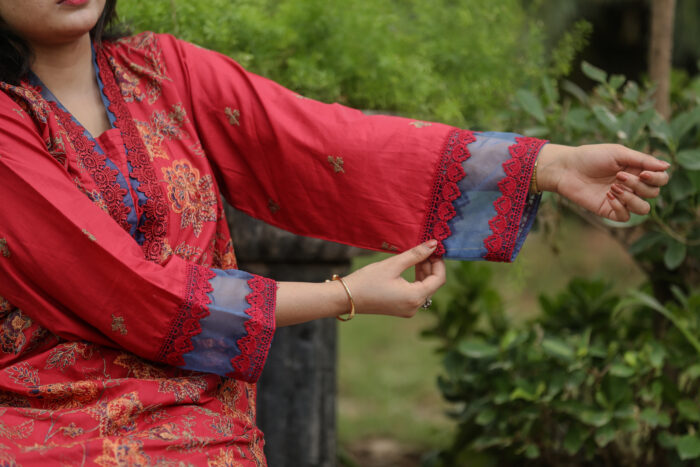 2pc Embroidered Suit Dark Pink (Stitched) - Image 6