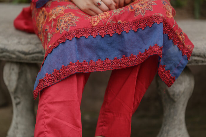 2pc Embroidered Suit Dark Pink (Stitched) - Image 7