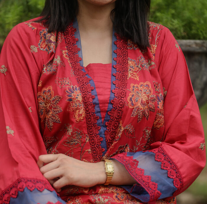 2pc Embroidered Suit Dark Pink (Stitched) - Image 9