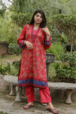 2pc Embroidered Suit Dark Pink (Stitched)