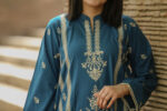 2pc Embroidered Suit Dark Blue (Stitched) - Image 8
