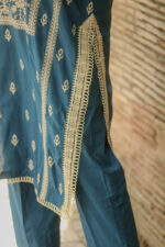 2pc Embroidered Suit Dark Blue (Stitched) - Image 6