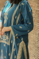 2pc Embroidered Suit Dark Blue (Stitched) - Image 5