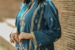 2pc Embroidered Suit Dark Blue (Stitched) - Image 4