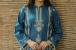 2pc Embroidered Suit Dark Blue (Stitched) - Image 2